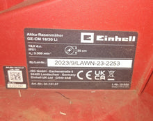 Load image into Gallery viewer, Einhell Brussless Lawn Mower Batter operated with charger and 2 batteries # SKU2291